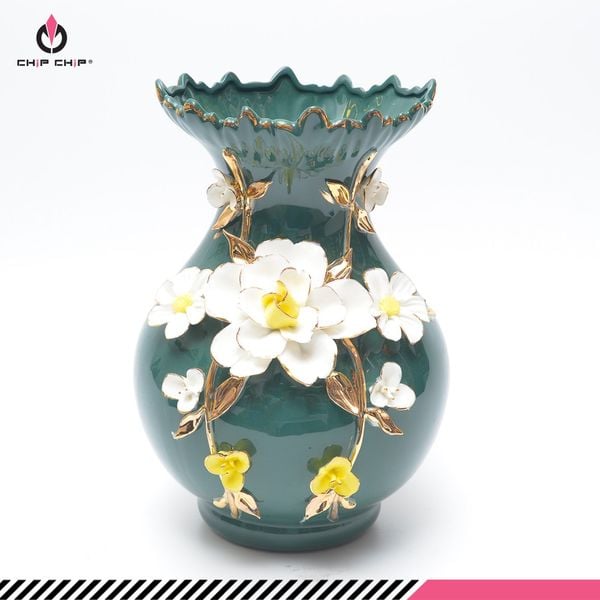 Bình sứ răng cưa rêu