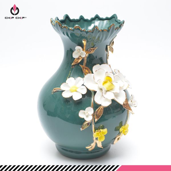 Bình sứ răng cưa rêu