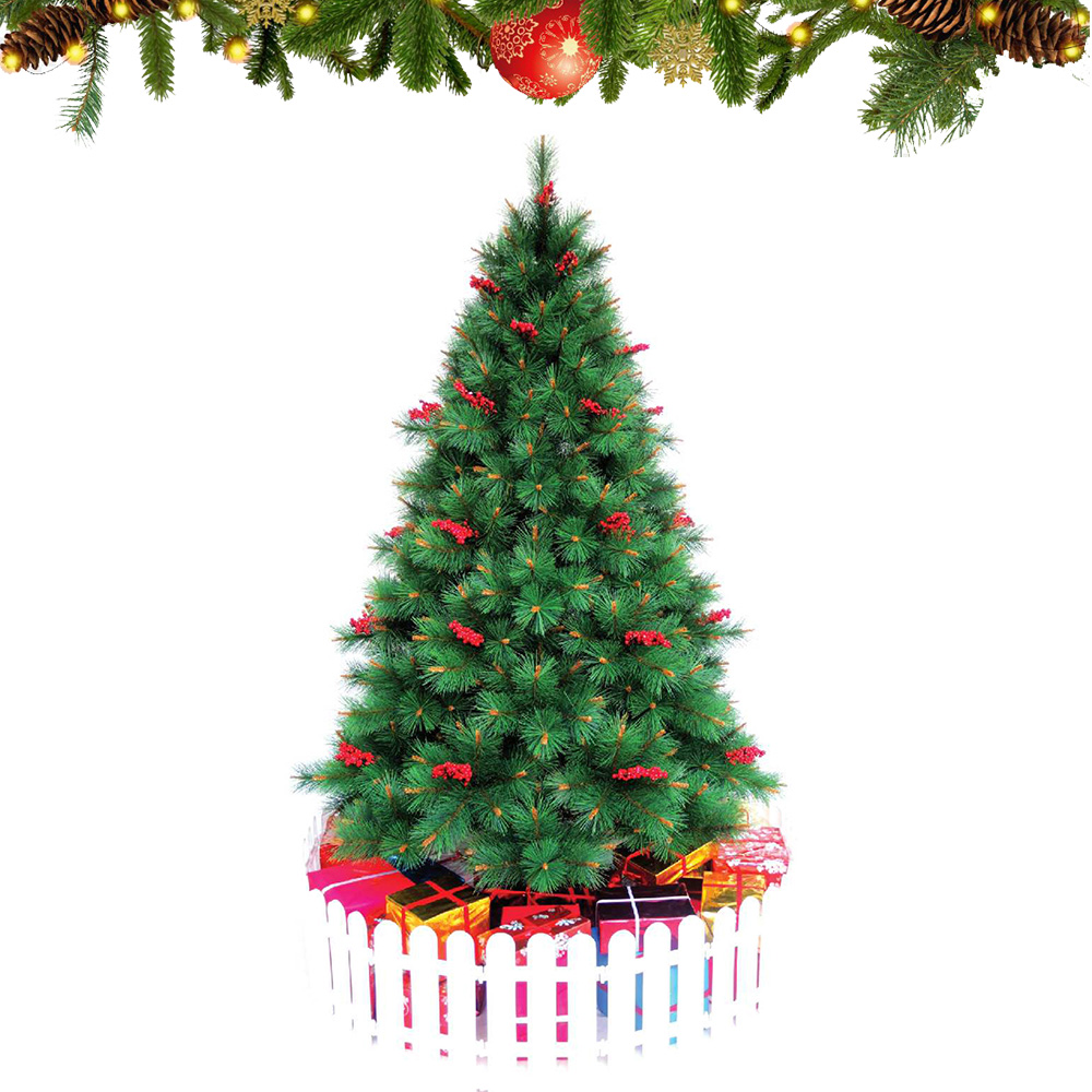 Cây thông trang trí Noel cước đầu vàng gắn trái đỏ