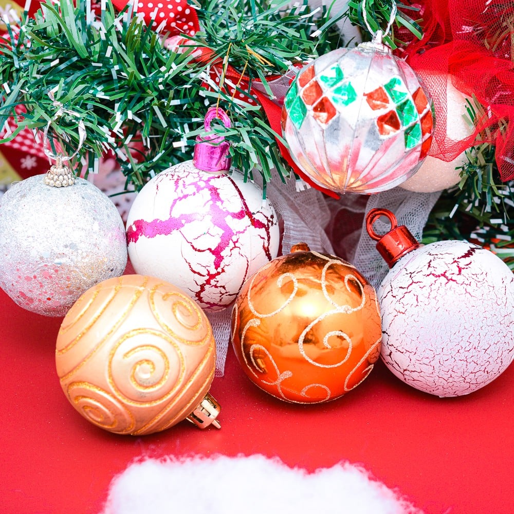 Bộ châu bống hoa văn kim tuyến trang trí Noel