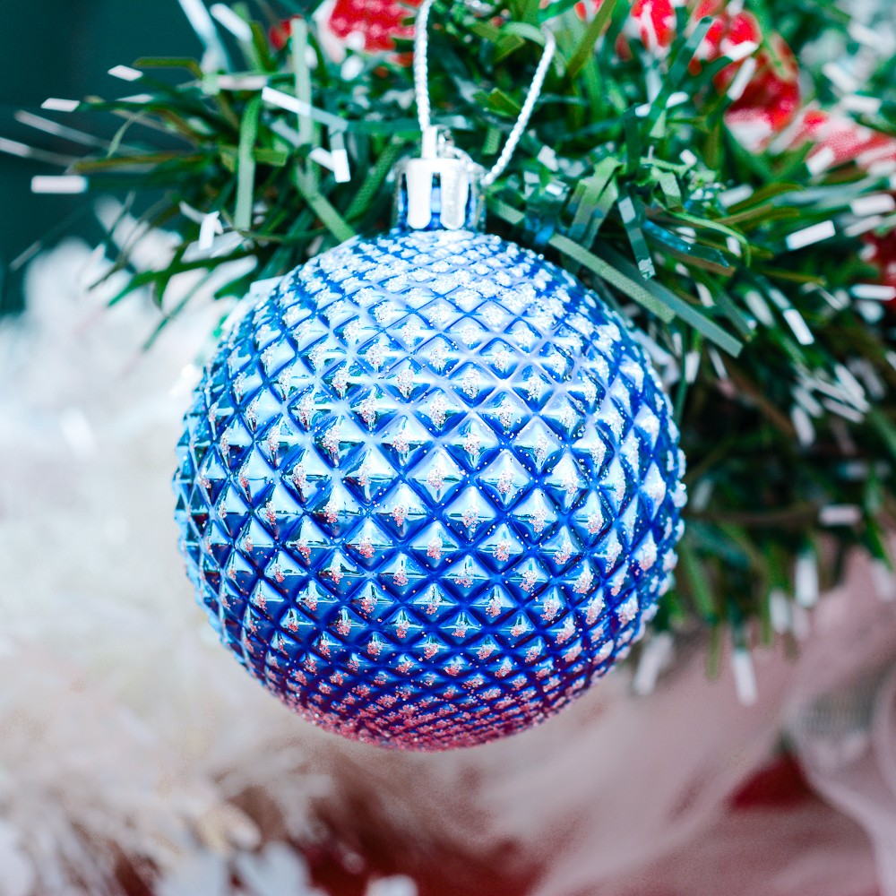 Bộ châu kim tuyến màu 60 ly 6 quả trang trí Noel