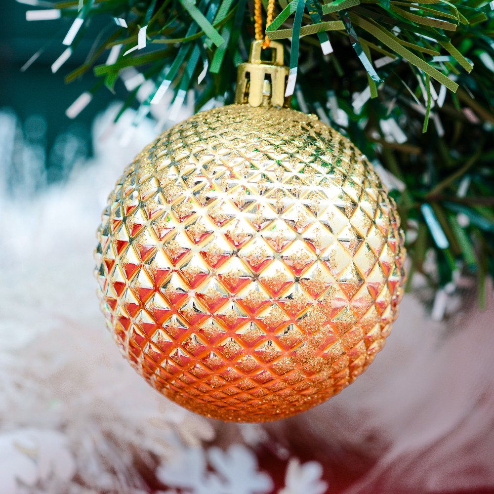 Bộ châu kim tuyến màu 60 ly 6 quả trang trí Noel