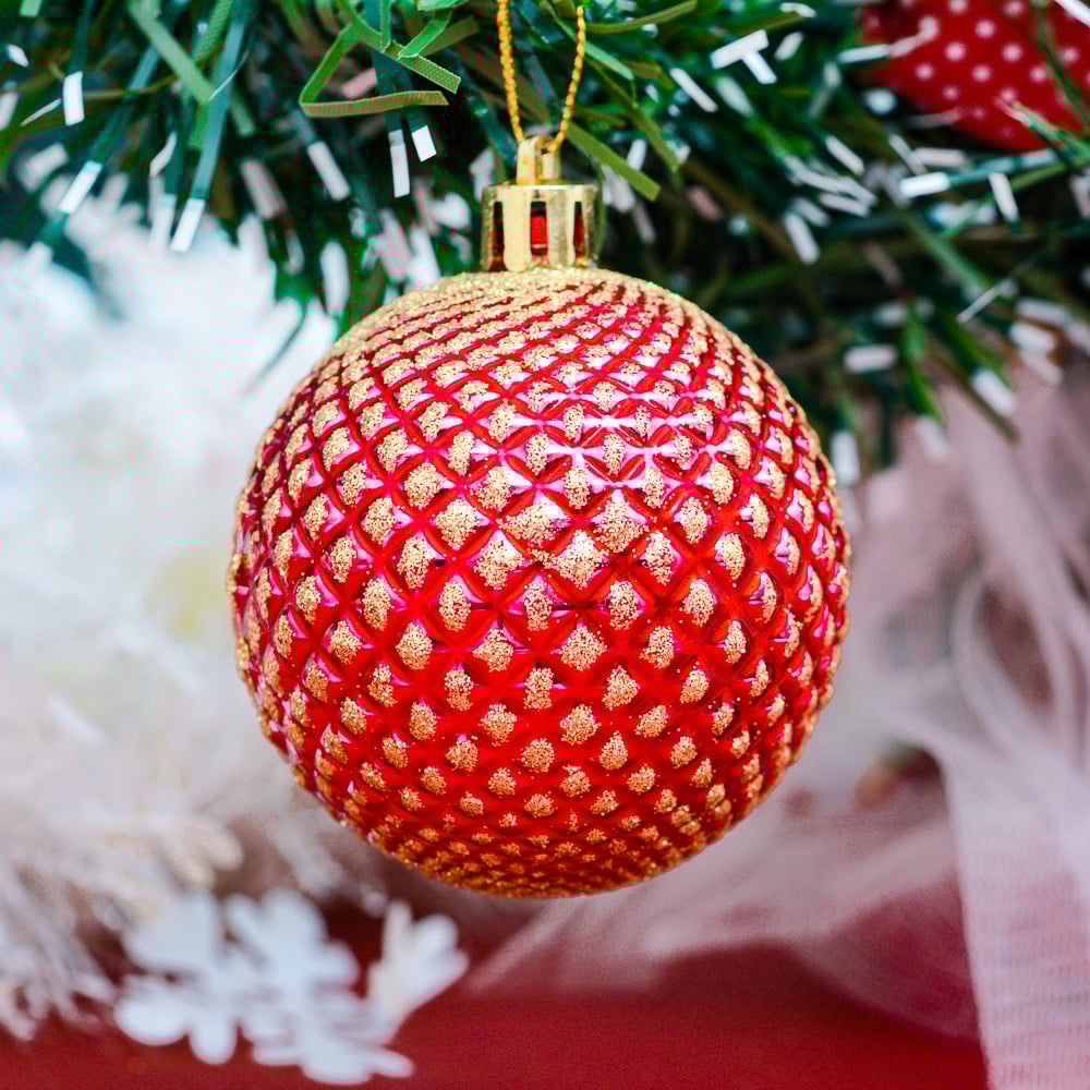 Bộ châu kim tuyến màu 60 ly 6 quả trang trí Noel