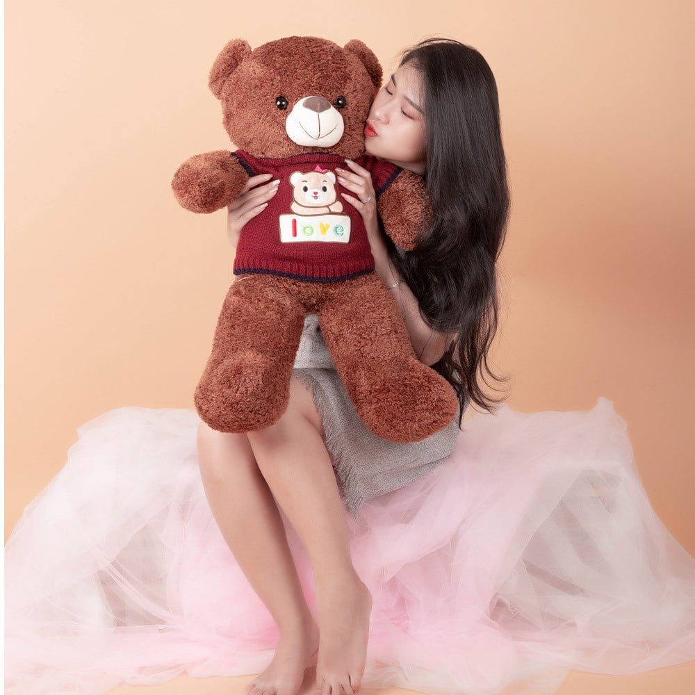 Gấu Teddy áo len in hình gấu áo Love 60cm