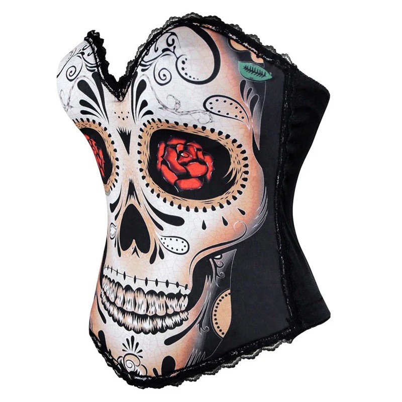Trang phục hóa trang Halloween nữ áo cúp ngực đầu lâu
