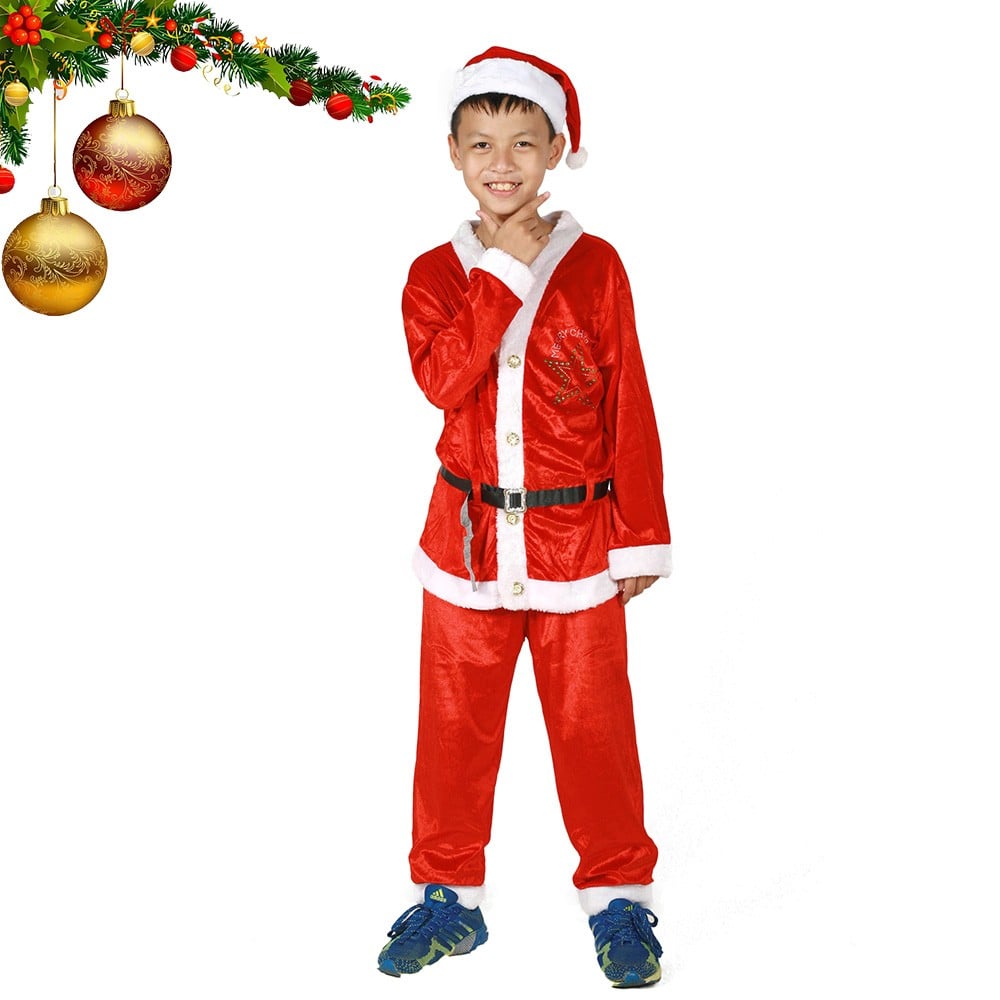 Bộ noel nam nhung hình ngôi sao trang phục Noel trẻ em