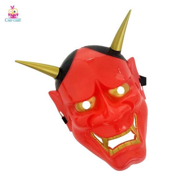 Mặt nạ quỷ satan tóc đen sừng vàng