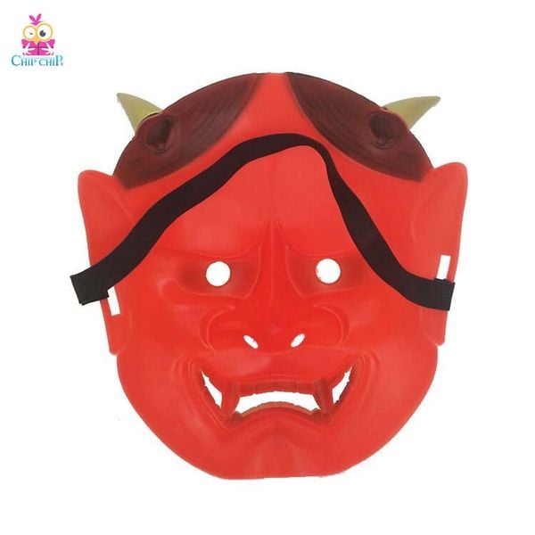 Mặt nạ quỷ satan tóc đen sừng vàng