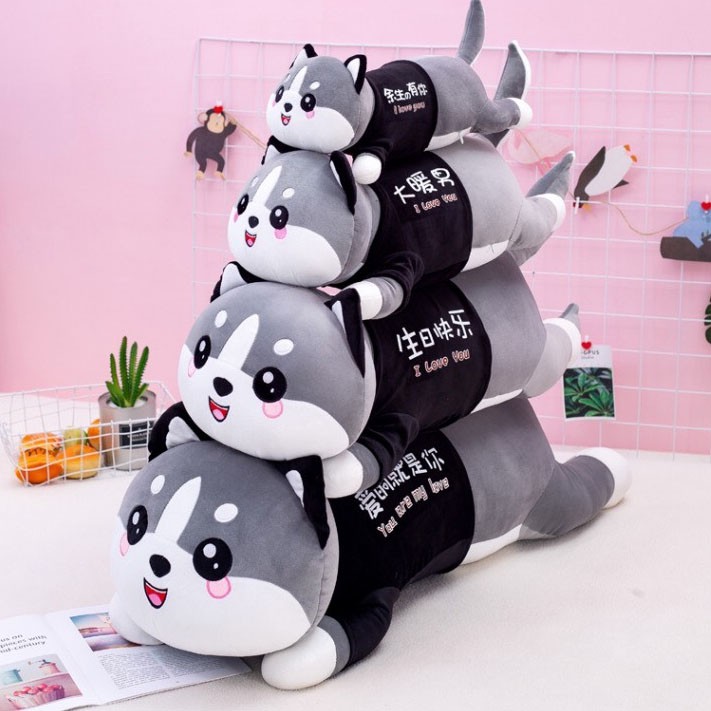 Gấu bông mèo nằm áo đen 80cm