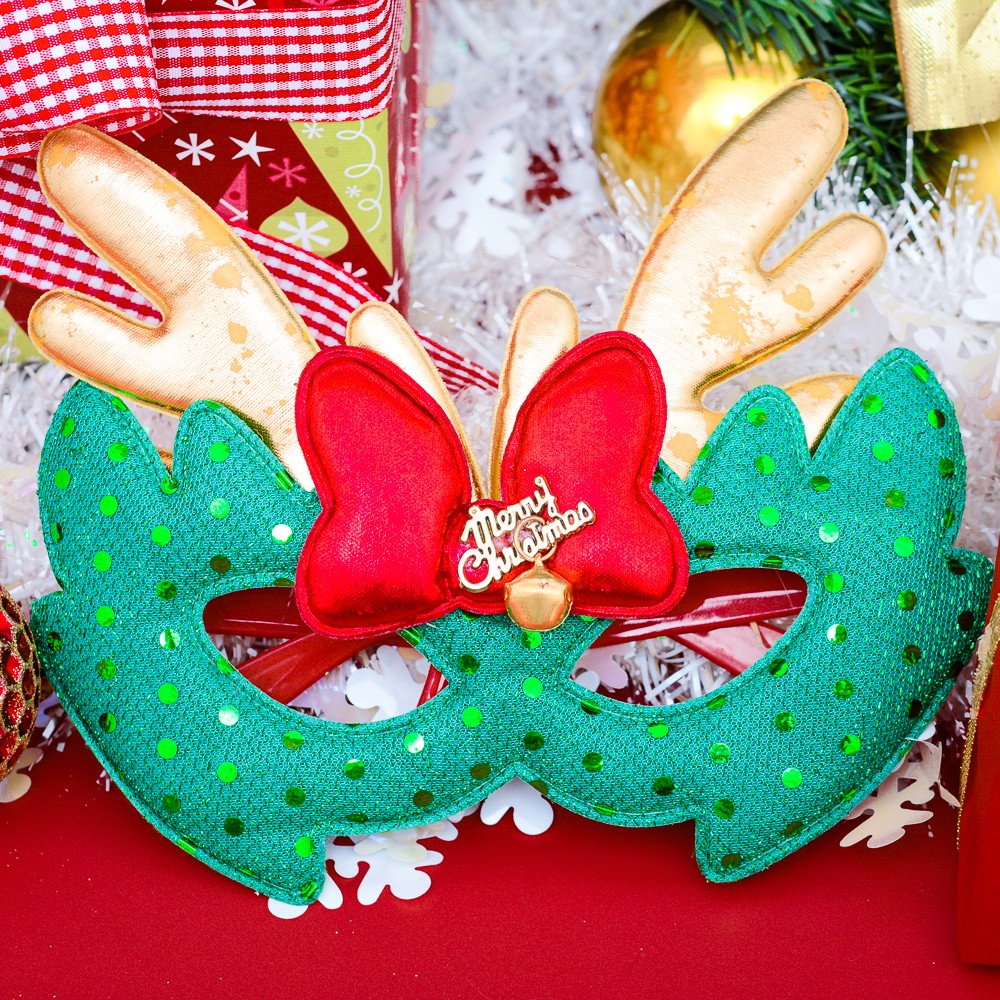 Mắt kính mặt nạ nơ tuần lộc phụ kiện Noel