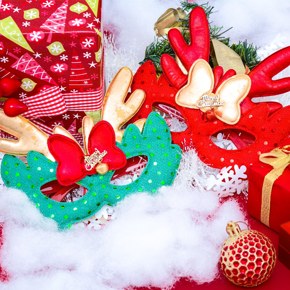 Mắt kính mặt nạ nơ tuần lộc phụ kiện Noel