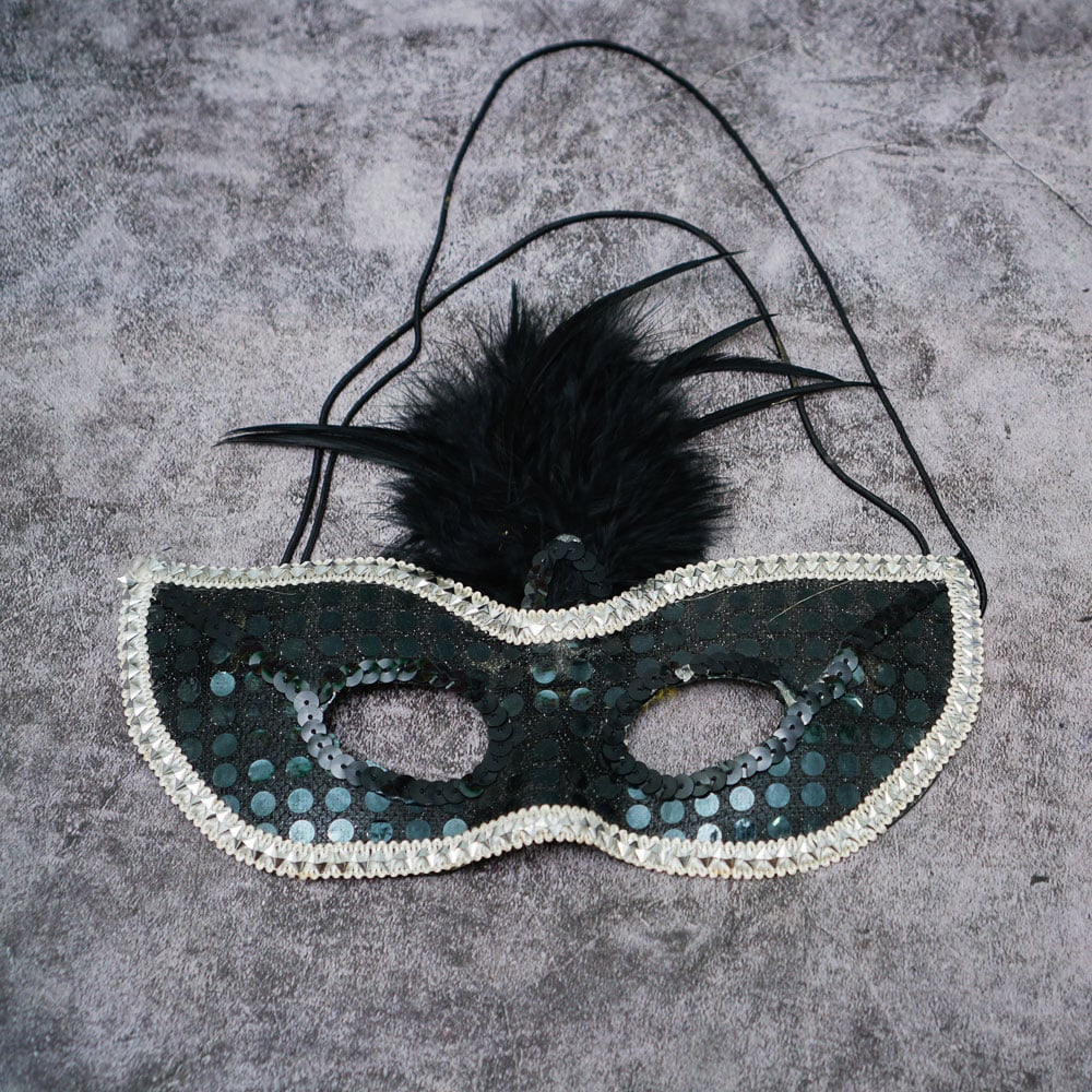 Mặt nạ Halloween che mắt lông vũ kim tuyến