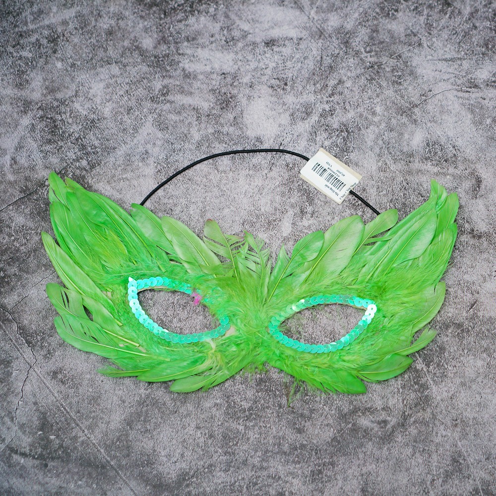 Mặt nạ Halloween lông vũ viền mắt kim sa