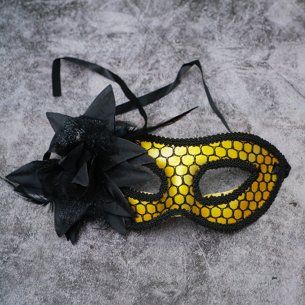 Mặt nạ Halloween lông vũ ren lưới đen