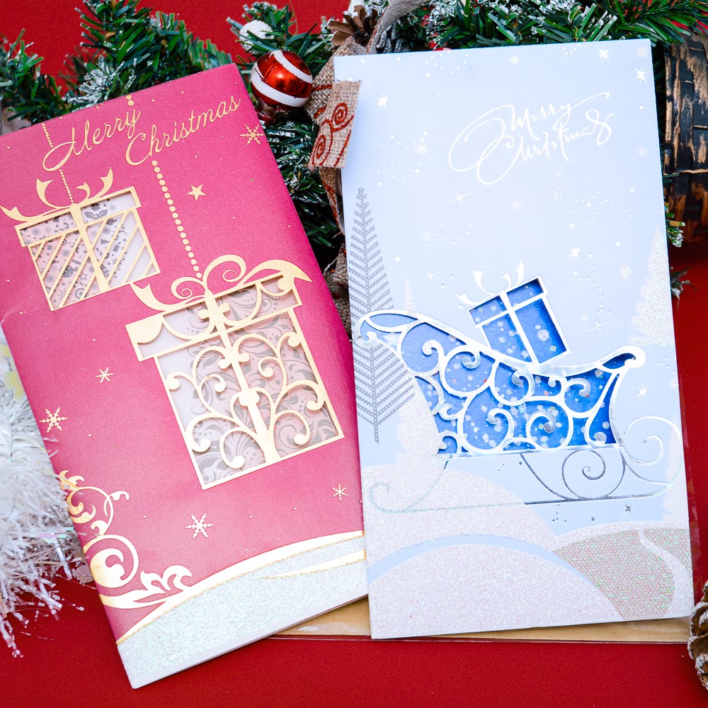 Thiệp Noel tuần lộc, hộp quà
