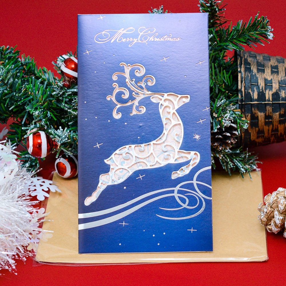 Thiệp Noel tuần lộc, hộp quà