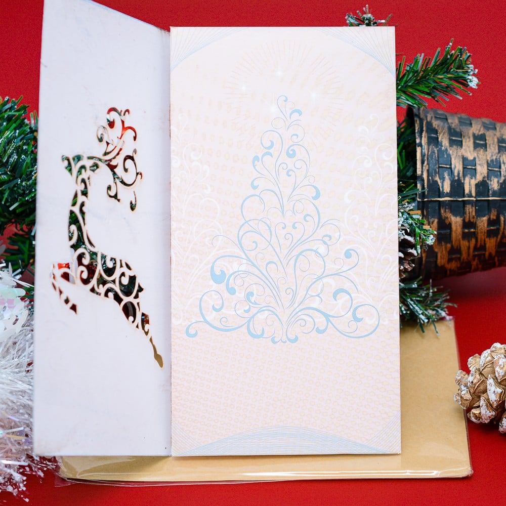 Thiệp Noel tuần lộc, hộp quà