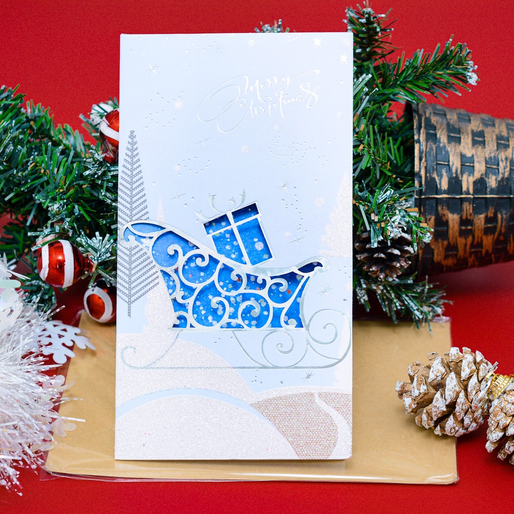 Thiệp Noel tuần lộc, hộp quà