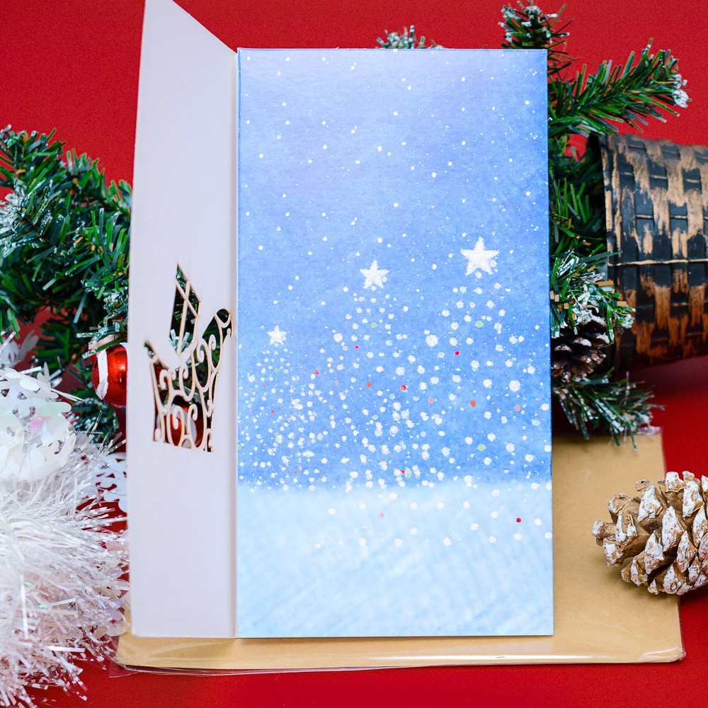 Thiệp Noel tuần lộc, hộp quà