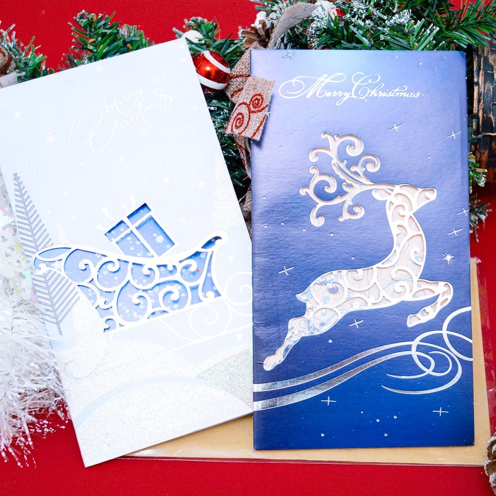 Thiệp Noel tuần lộc, hộp quà