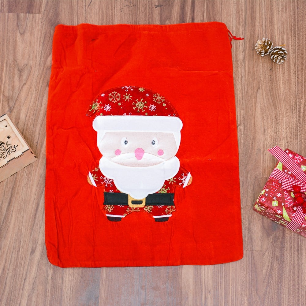 Túi nhung ông già đựng quà 65cm phụ kiện Noel