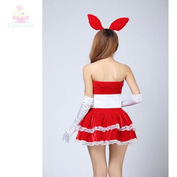 Váy tai thỏ thắt lưng nơ