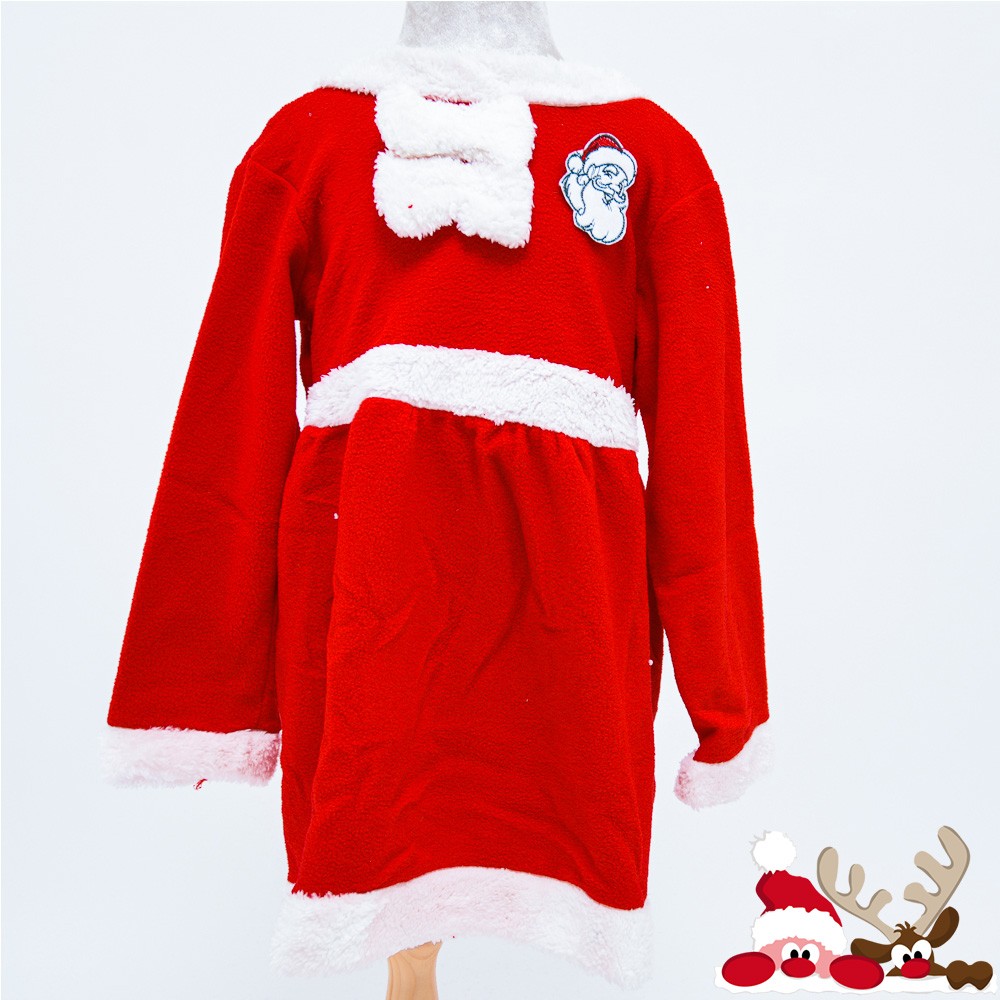 Váy lông cổ nơ và nón 120cm trang phục Noel người lớn