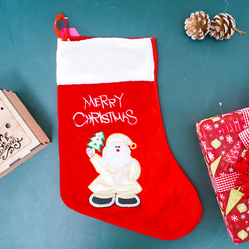 Vớ nhung ông già bóng trang trí Noel