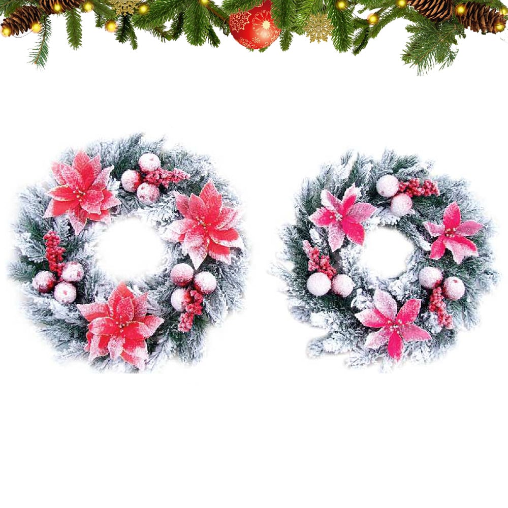 Vòng hoa trang trí Noel 3 phủ tuyết