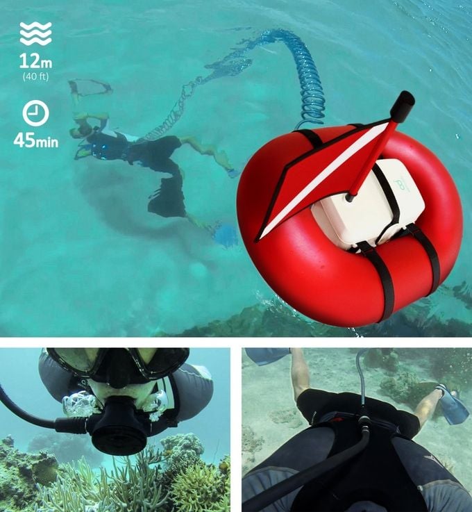 AirBuddy - Bình lặn đeo lưng, lặn được 45 phút, độ sâu tới 12m
