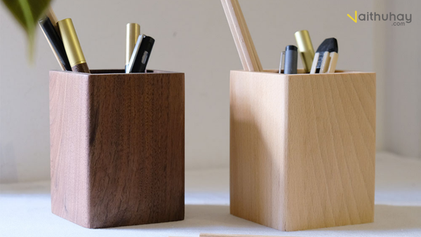 Hộp đựng bút để bàn bằng gỗ đơn giản