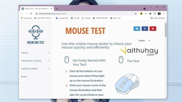 Hướng dẫn cách test chuột máy tính online trên Mouse test