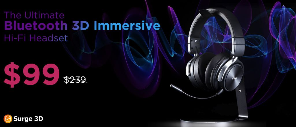 Tai nghe Surge 3D không dây Hi-Fi - Bluetooth 5.0, chơi nhạc 30 giờ