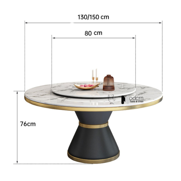 Bàn ăn 2 mặt đá tròn xoay 1m5 TN JUPITER 3A-150E