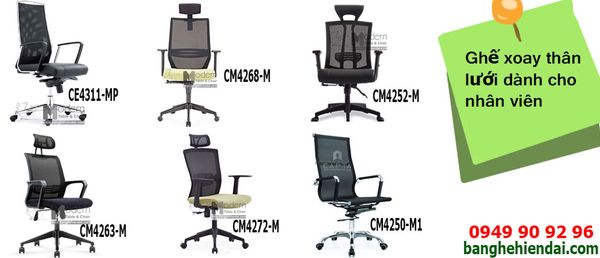 Mẫu ghế xoay văn phòng dành cho nhân viên hiện đại hcm