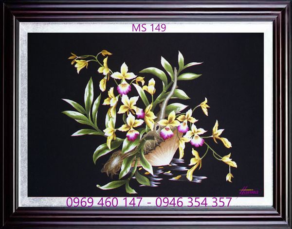Tranh thêu hoa lan MS 149