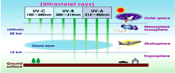 3 loại tia UV: UVC, UVB và UVA