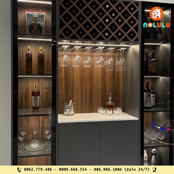 Mẫu tủ rượu gỗ đẹp, giá rẻ dành cho phòng khách hiện đại