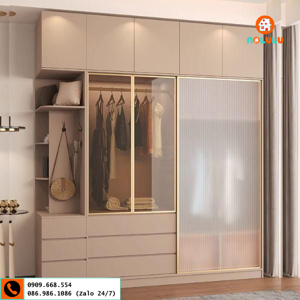 Tủ quần áo cánh kính cường lực hiện đại Nolulu