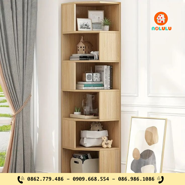 2. Kệ Gỗ Dạng Zigzag – Điểm Nhấn Phá Cách