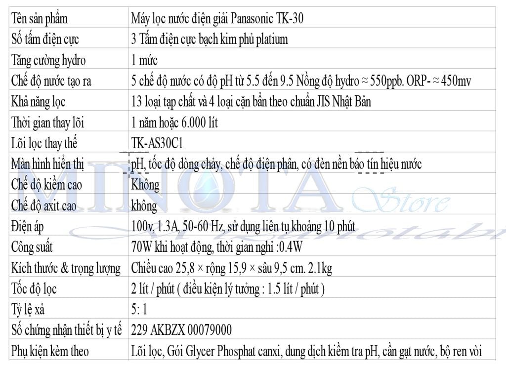 Máy lọc nước điện giải Panasonic Tk-AS30-h1