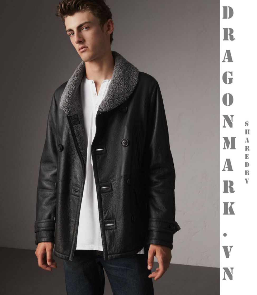 áo khoác da burberry Shearling Pea Coat
