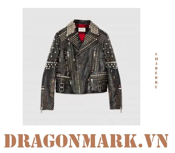 áo khoác da Gucci Studded Leather Biker Jacket