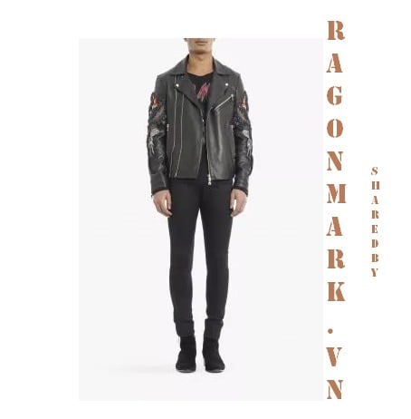 áo khoác da Balmain Embroidered Leather Jacket