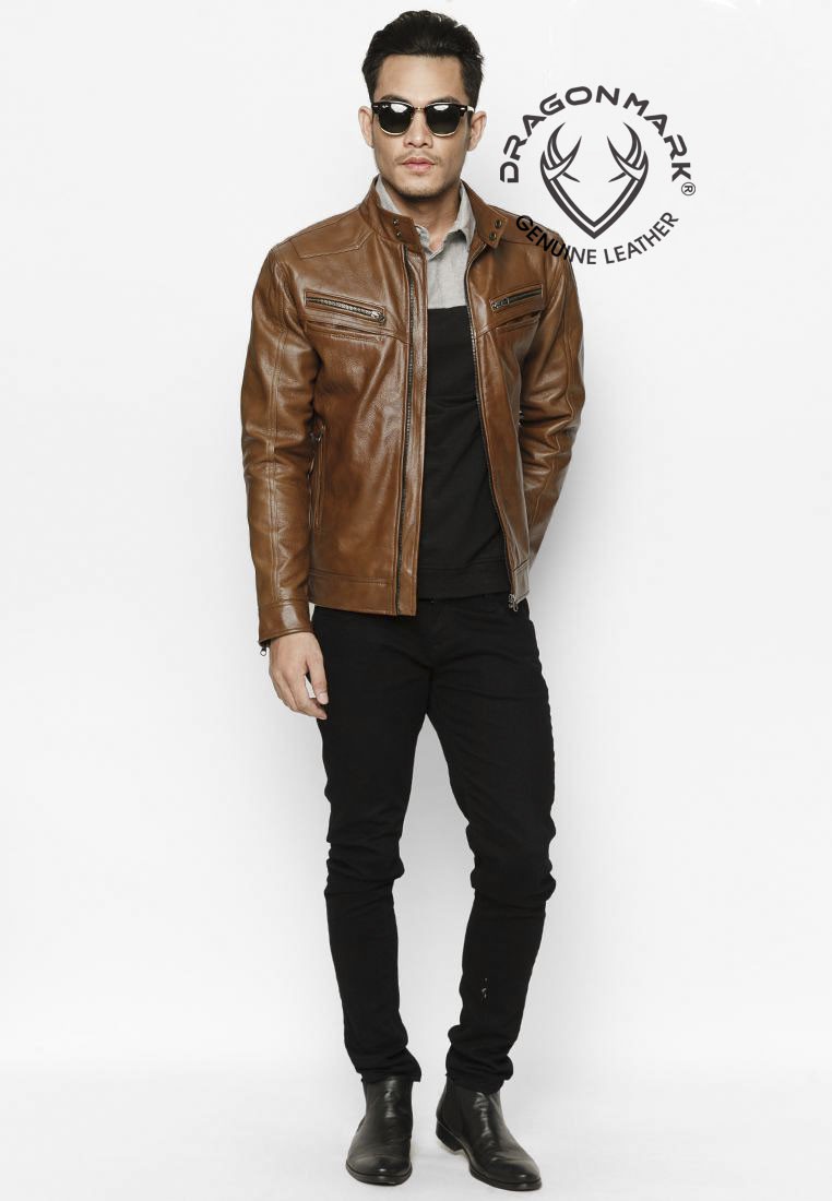 áo da bò màu nâu cánh giánh akd152