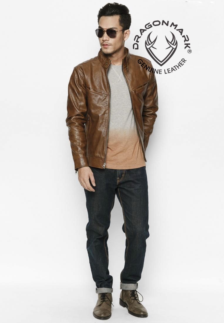 áo da bò màu nâu cánh giánh akd154