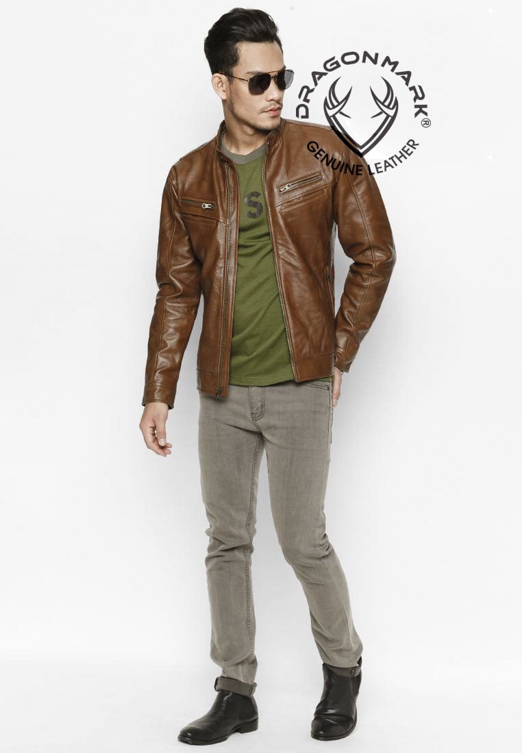 áo da bò màu nâu cánh gián akd155