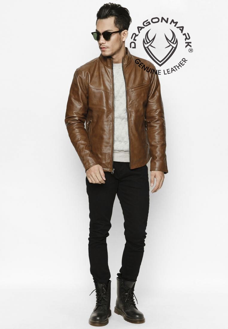 áo da bò màu nâu cánh gián akd156