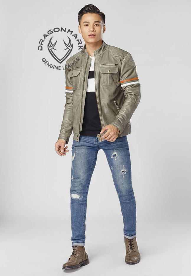 áo da bò xám cao cấp M2