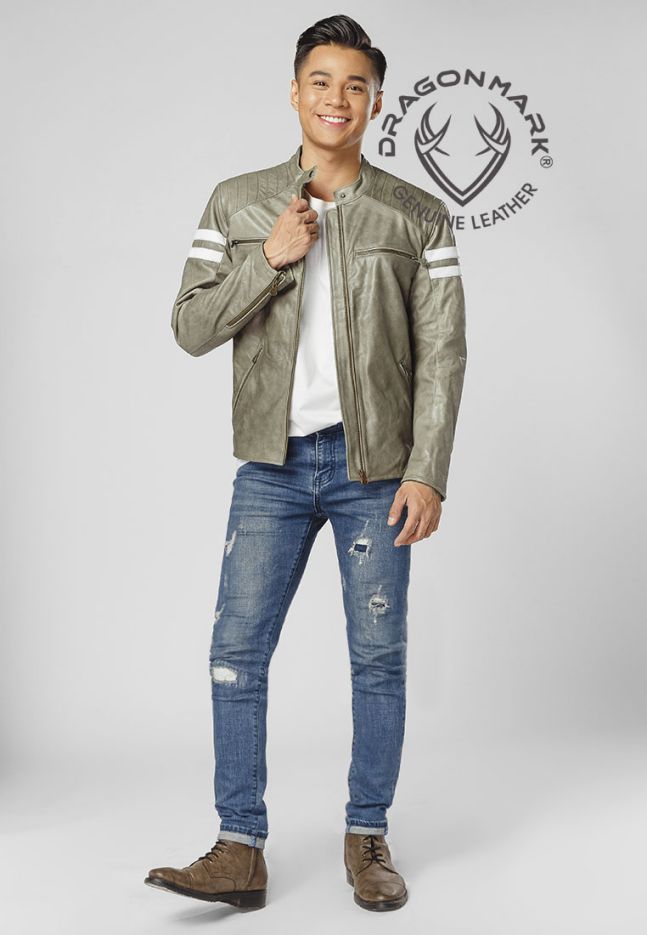 áo da bò xám cao cấp MT03